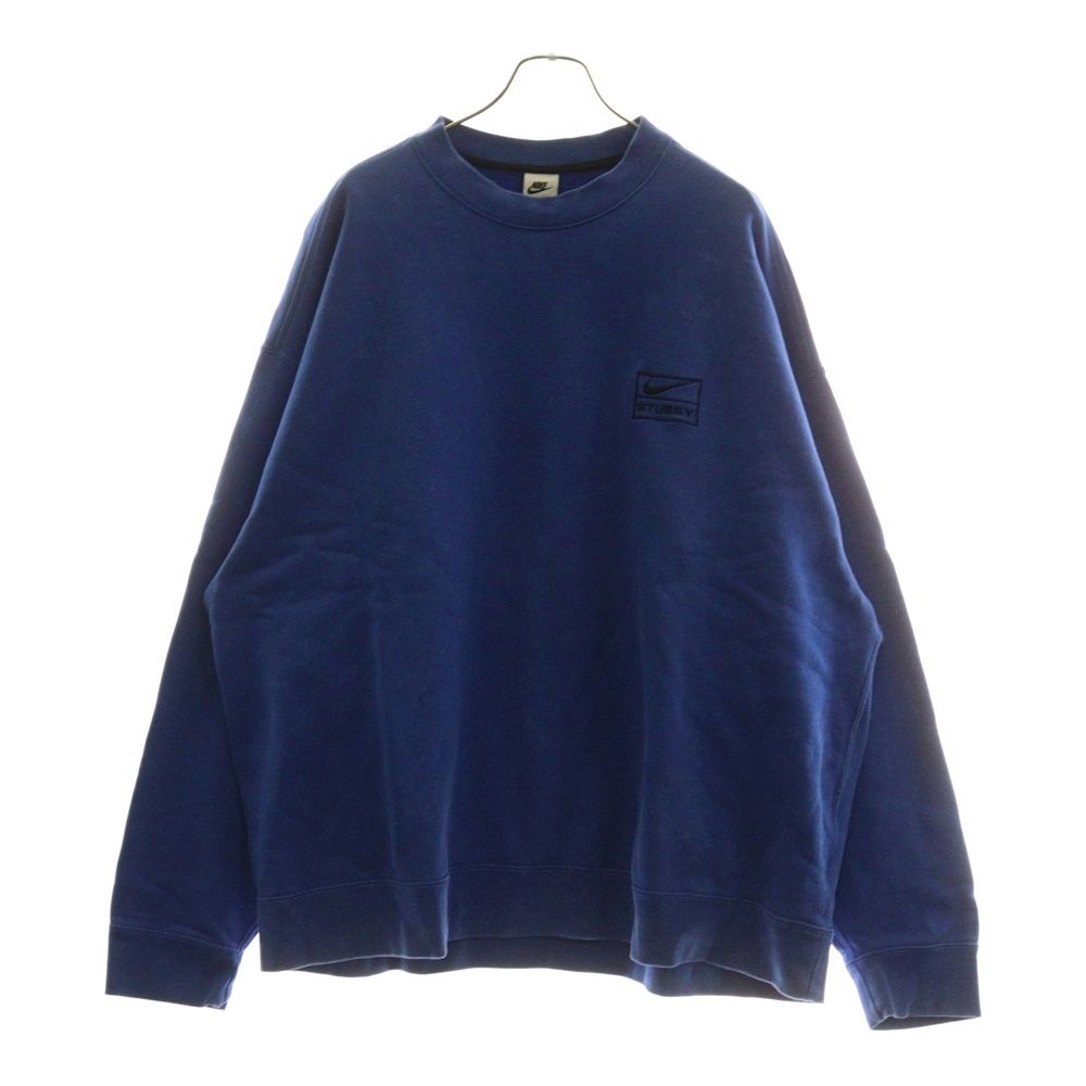 NIKE ナイキ ×STUSSY Washed NRG Fleece Crewneck ステューシー ウォッシュ加工 ロゴ刺繍 長袖スウェットトレーナー ブルー DR4024-480