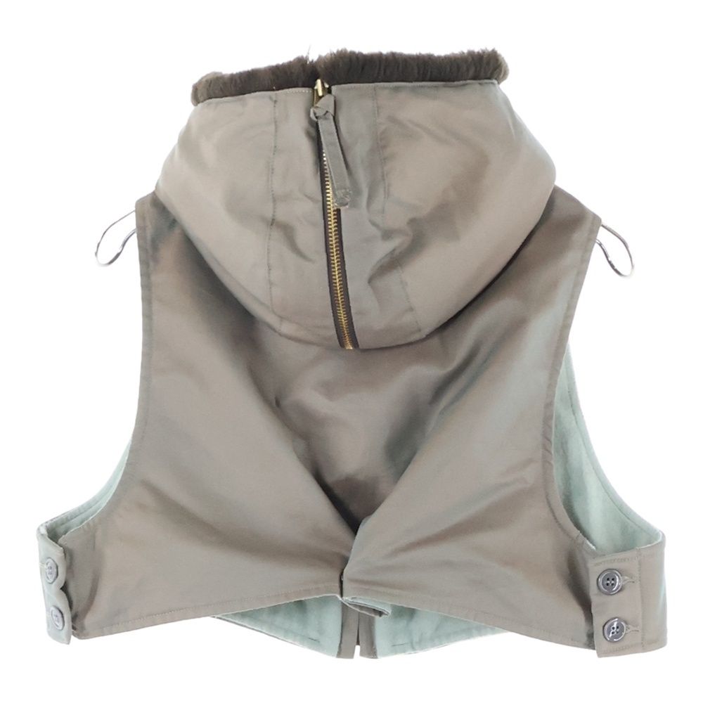 FILL THE BILL フィルザビル AL1 HOOD ショート丈 ジップアップ フードベスト カーキ レディース 309-222036