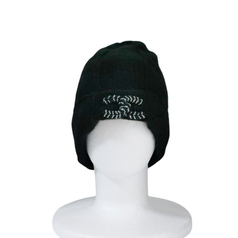 CHANEL シャネル 14K ココマーク カシミヤニット帽 ビーニー 帽子 ブラック レディース 古着