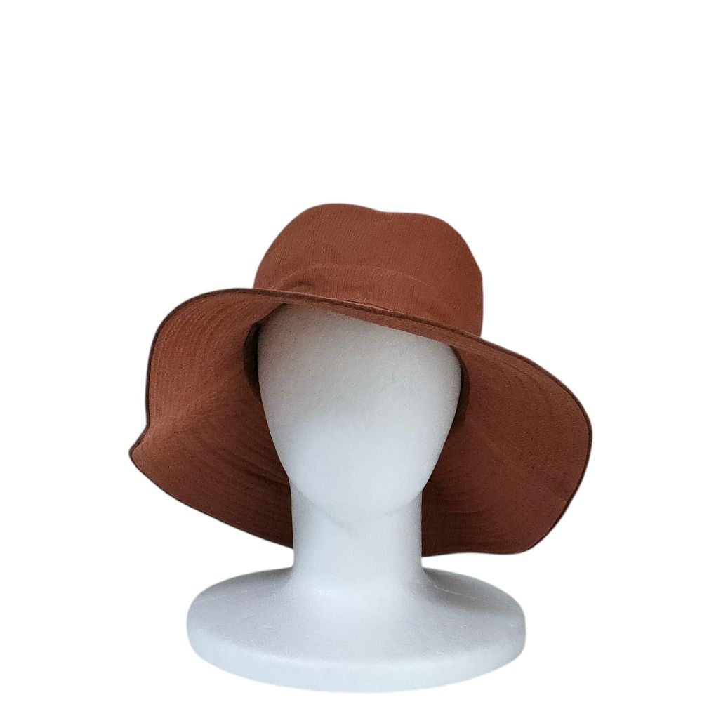 HERMES エルメス シルク100％ バケットハット 帽子 58 cm ブラウン レディース 古着