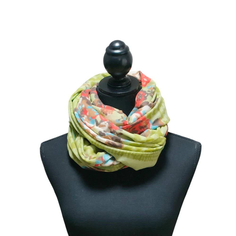 45R フォーティファイブアール フラワープリント 大判ストール マフラー グリーン レディース 古着