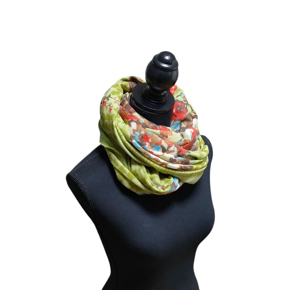  45 R フォーティファイブアール フラワープリント 大判ストール マフラー グリーン レディース 古着 ストール ショール 小物