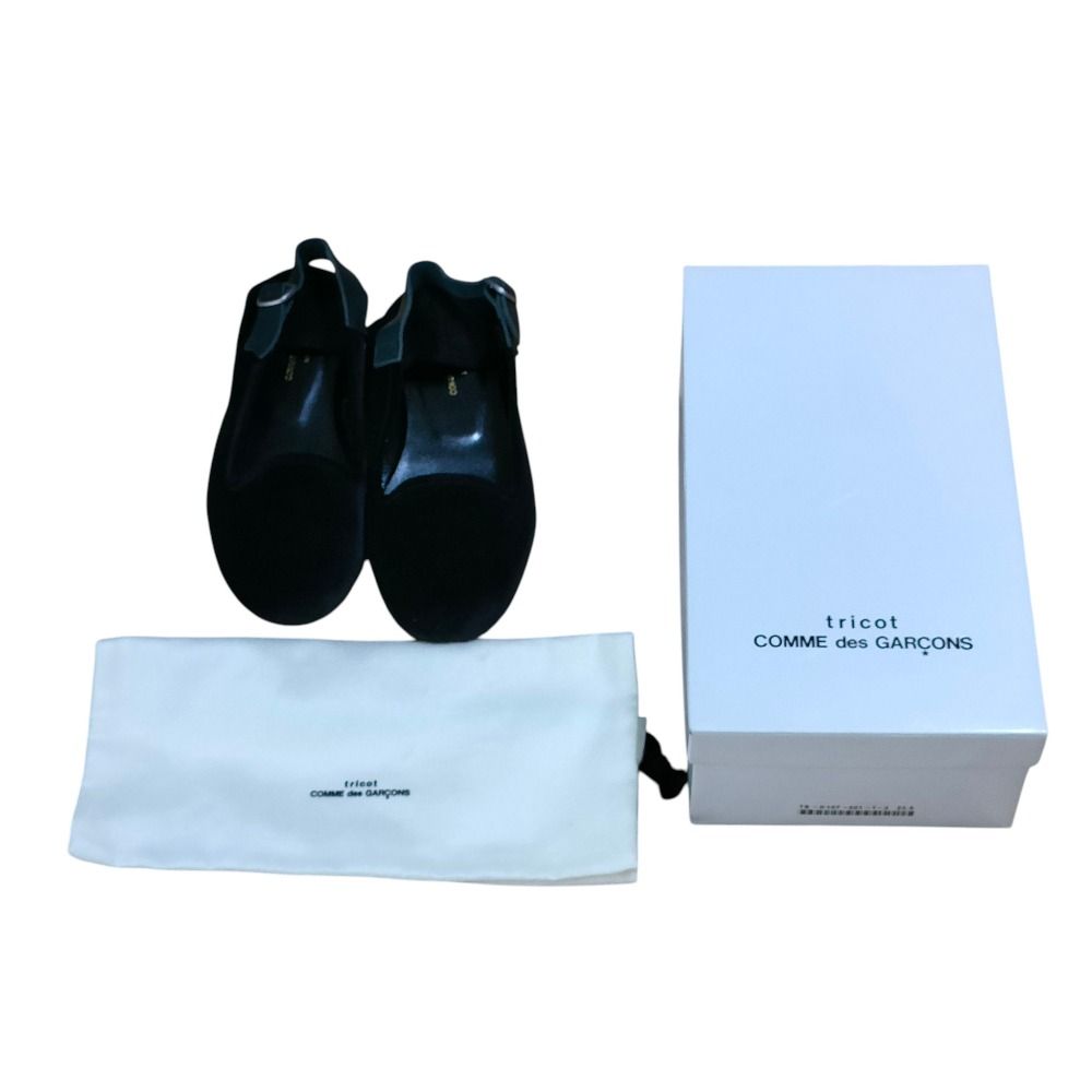  tricot COMME des GARCONS トリココムデギャルソン スエード レザーバックベルト バブーシュ パンプス 23.5 cm ブラック レディース 古着 ハイヒール パンプス パンプス