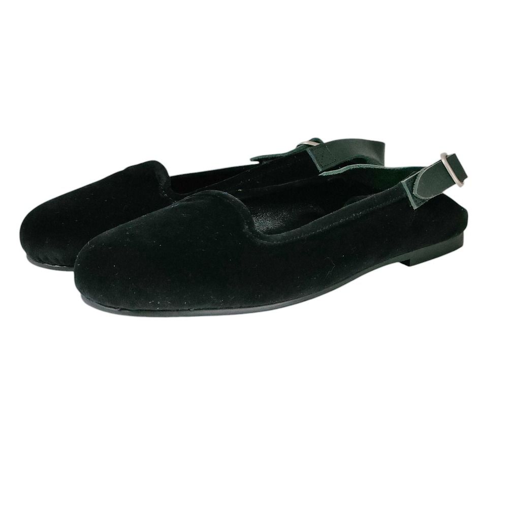 tricot COMME des GARCONS トリココムデギャルソン スエード レザーバックベルト バブーシュ パンプス 23.5 cm ブラック レディース 古着