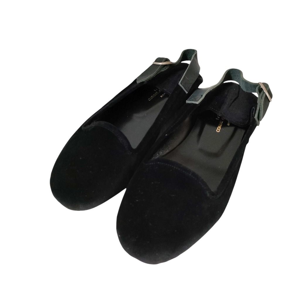 tricot COMME des GARCONS トリココムデギャルソン スエード レザーバックベルト バブーシュ パンプス 23.5 cm ブラック レディース 古着