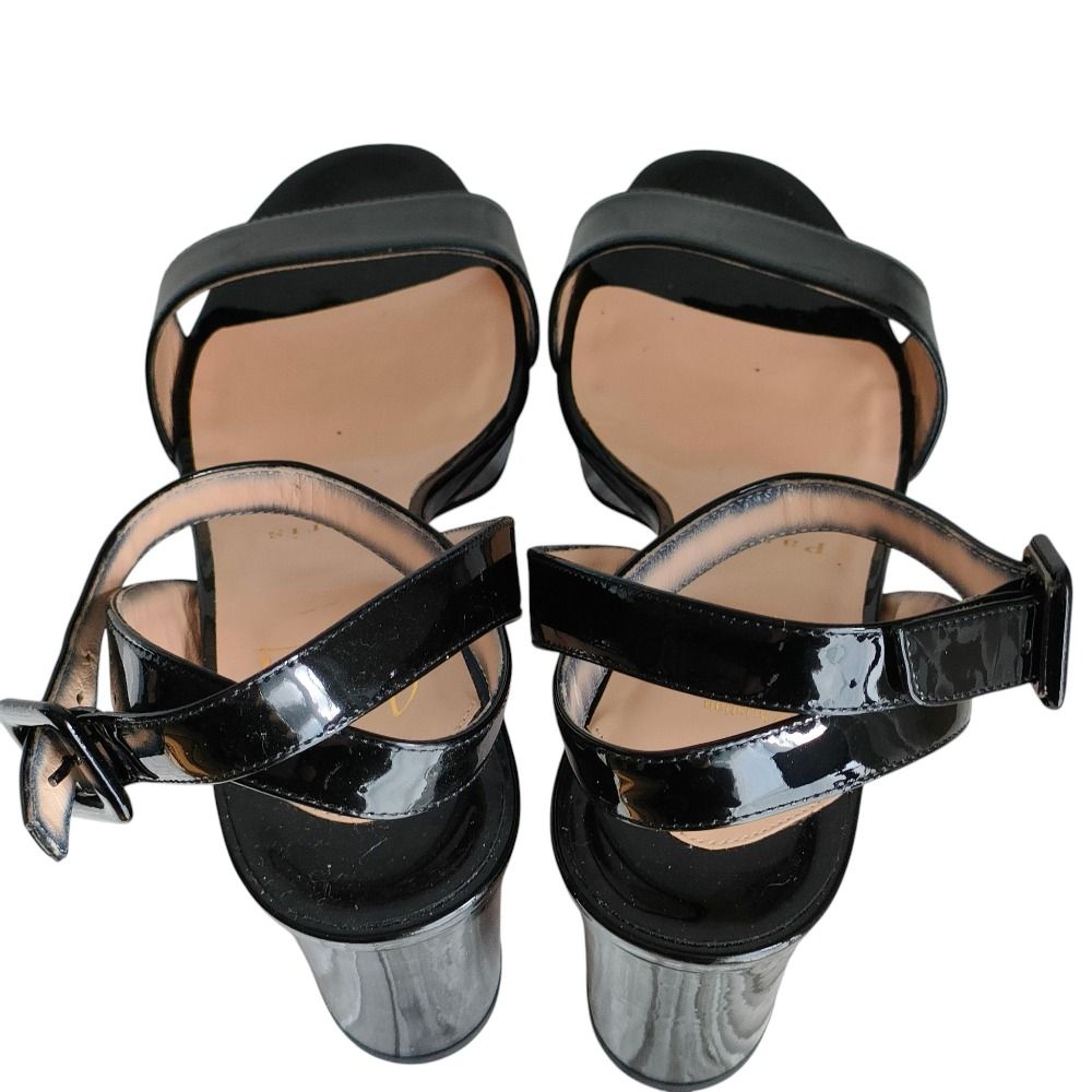 パテントレザー アンクルクロスストラップ