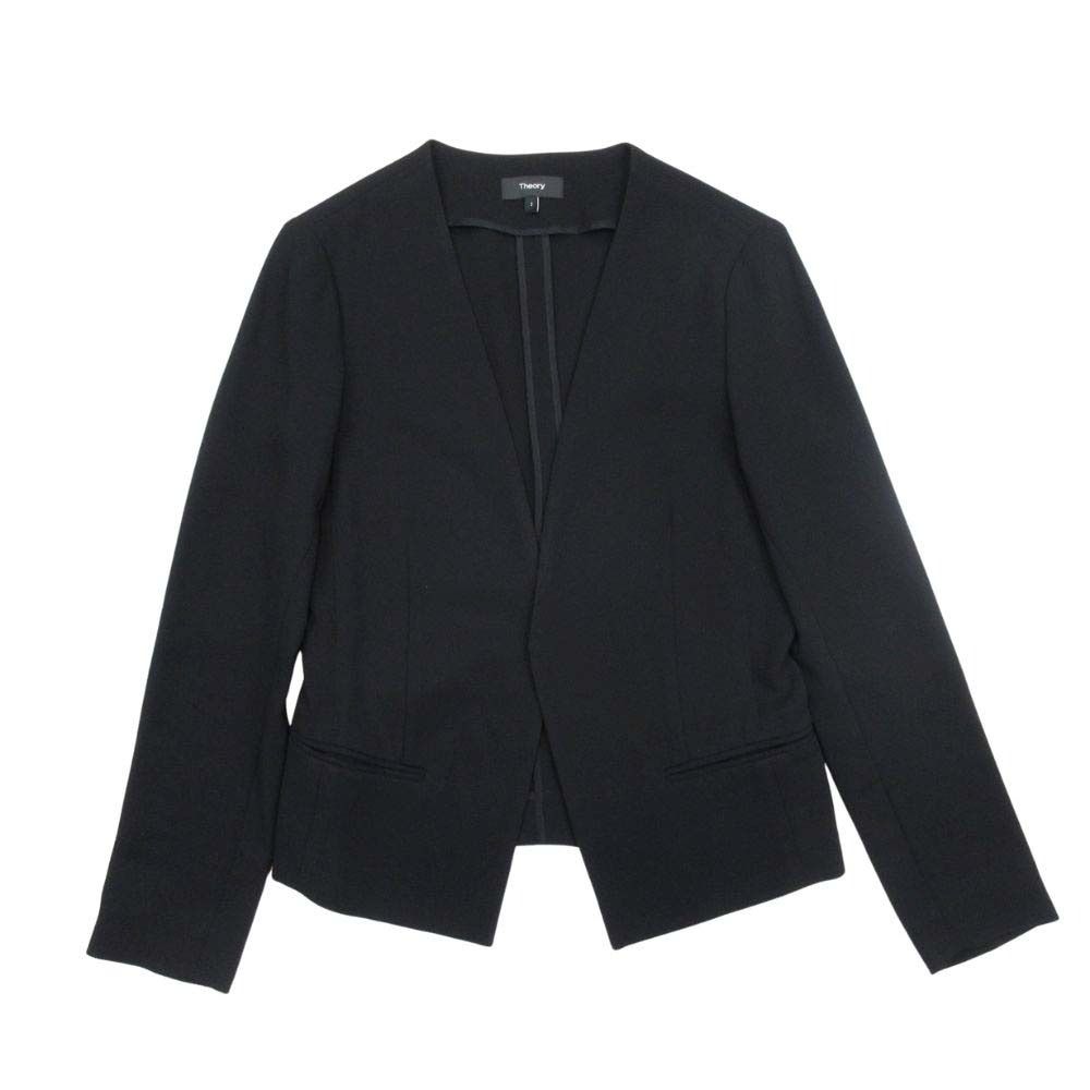 Theory セオリー ノー ジャケット ジョガーパンツ スーツ セットアップ イージーウエスト 2 黒 ブラック レディース 古着