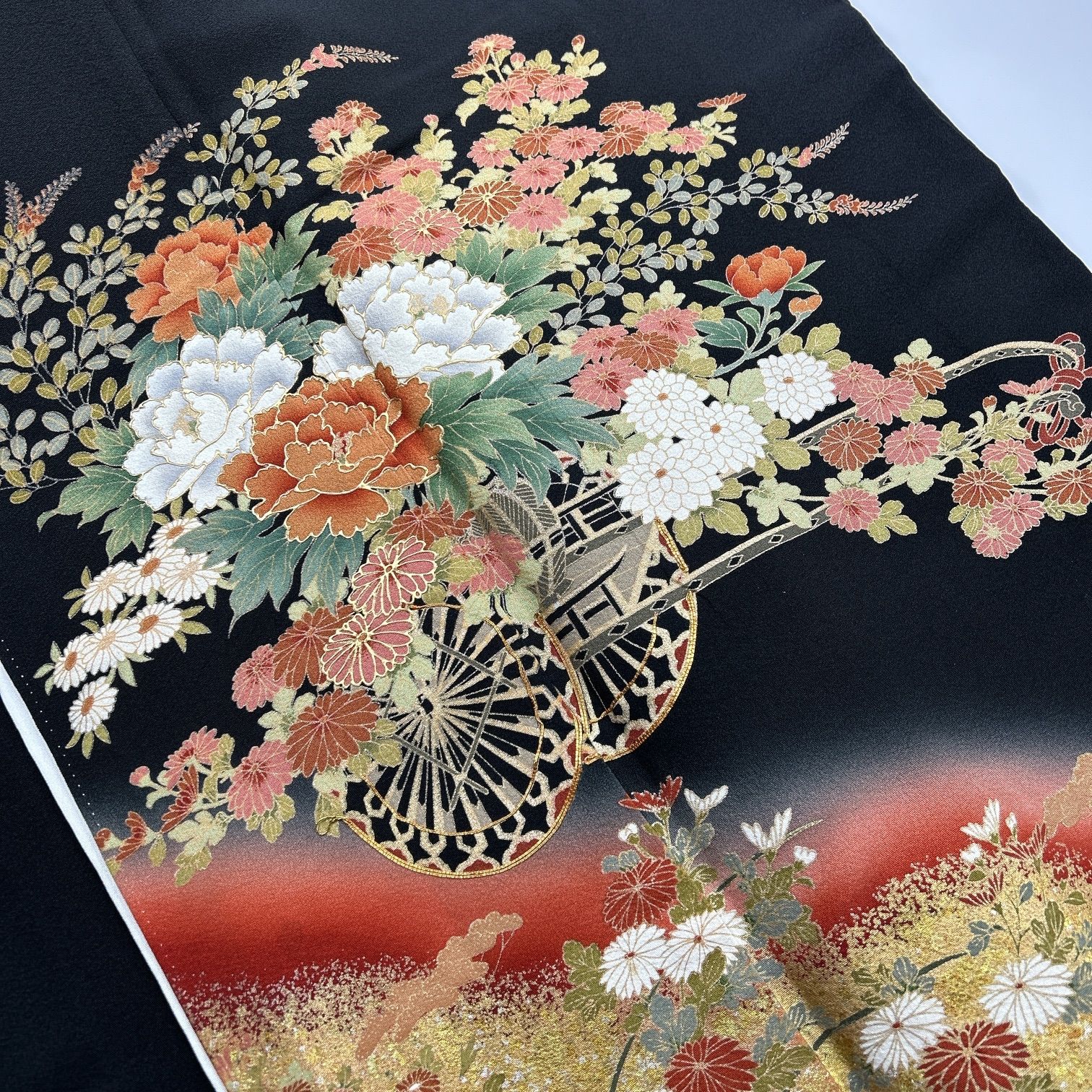  黒留袖 正絹 着物 同梱 リメイク用 着付け L 211 黒留袖 着物