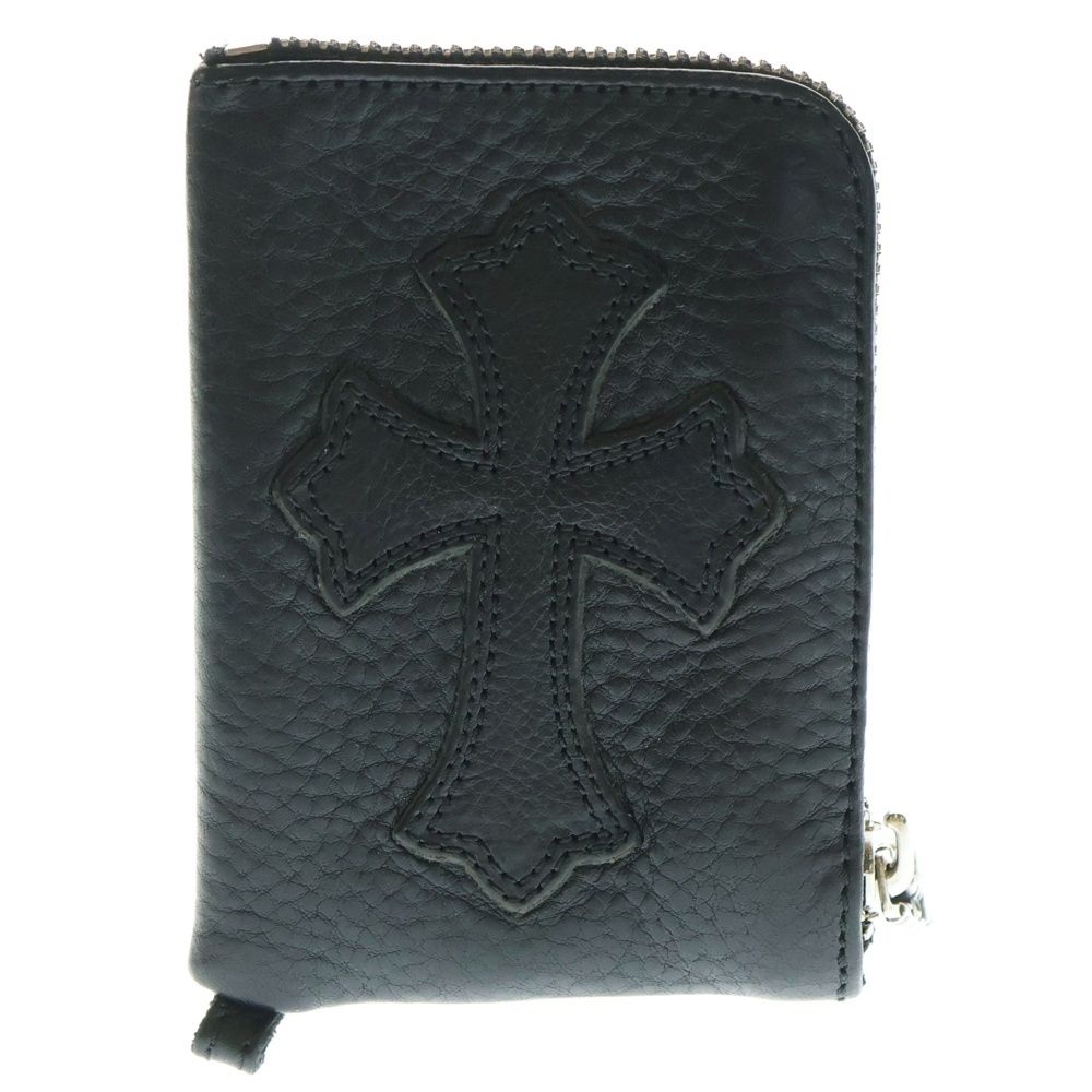 CHROME HEARTS クロムハーツ TINY ZIP タイニージップ クロスパッチ レザー ダガージップウォレット ブラック