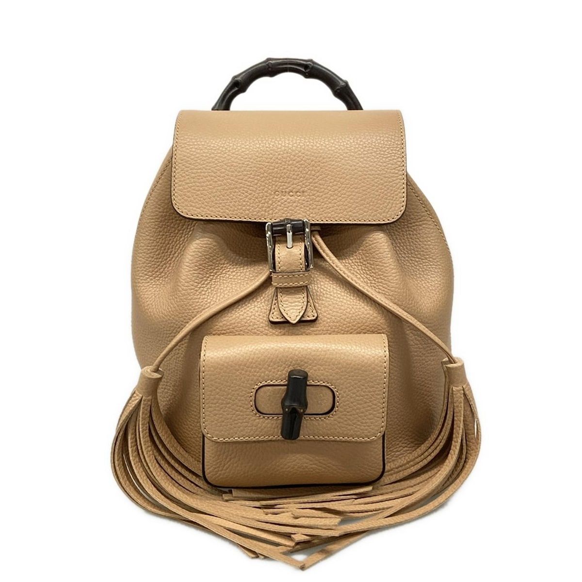 GUCCI グッチ リュックサック バンブー 387149 ベージュ レザー