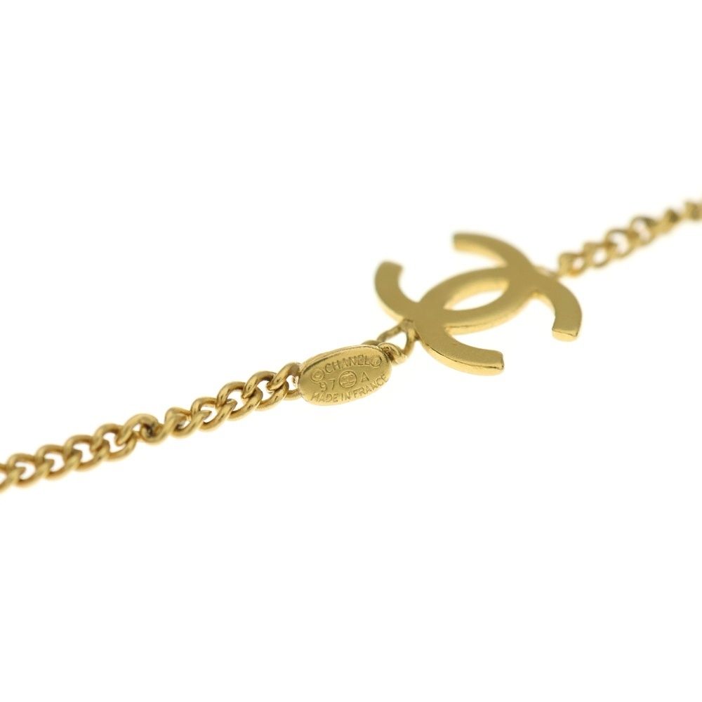 張りのある CHANEL シャネル ココマーク ストーン付き 2連 GP ロングチェーンネックレス 97A ゴールド レディース