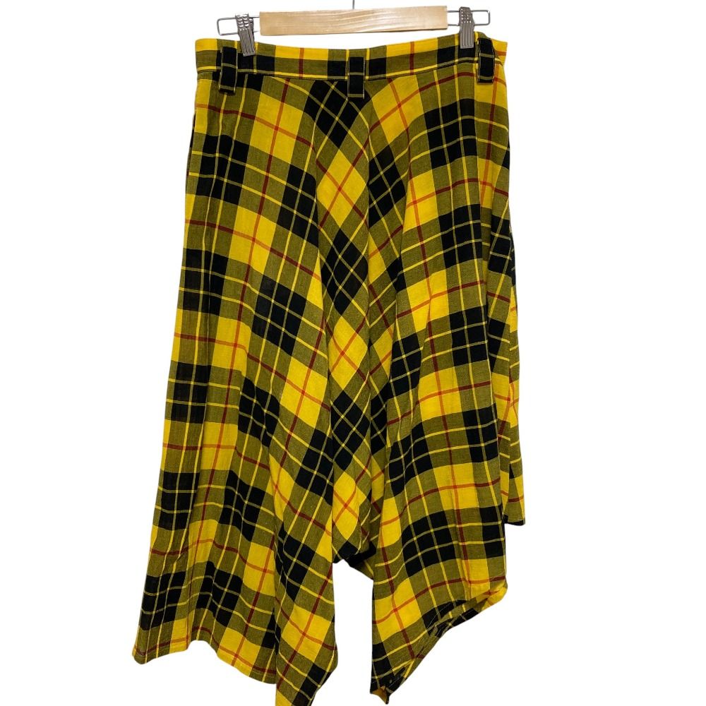  Y s ワイズ ヨウジヤマモト チェック柄アシンメトリー サルエルパンツ YS-P 05-023 サイズ2 イエロー レディース 古着 サルエルパンツ パンツ