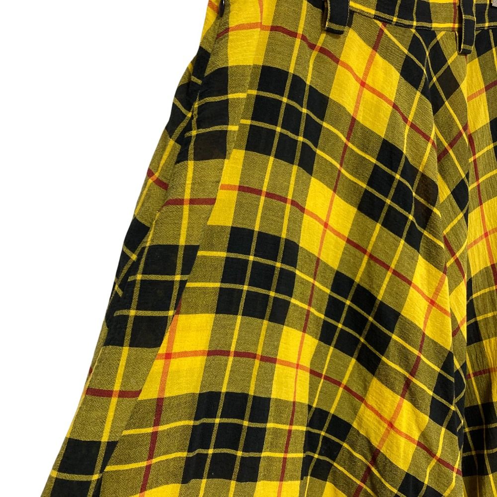 Y s ワイズ ヨウジヤマモト チェック柄アシンメトリー サルエルパンツ YS-P05-023 サイズ2 イエロー レディース 古着