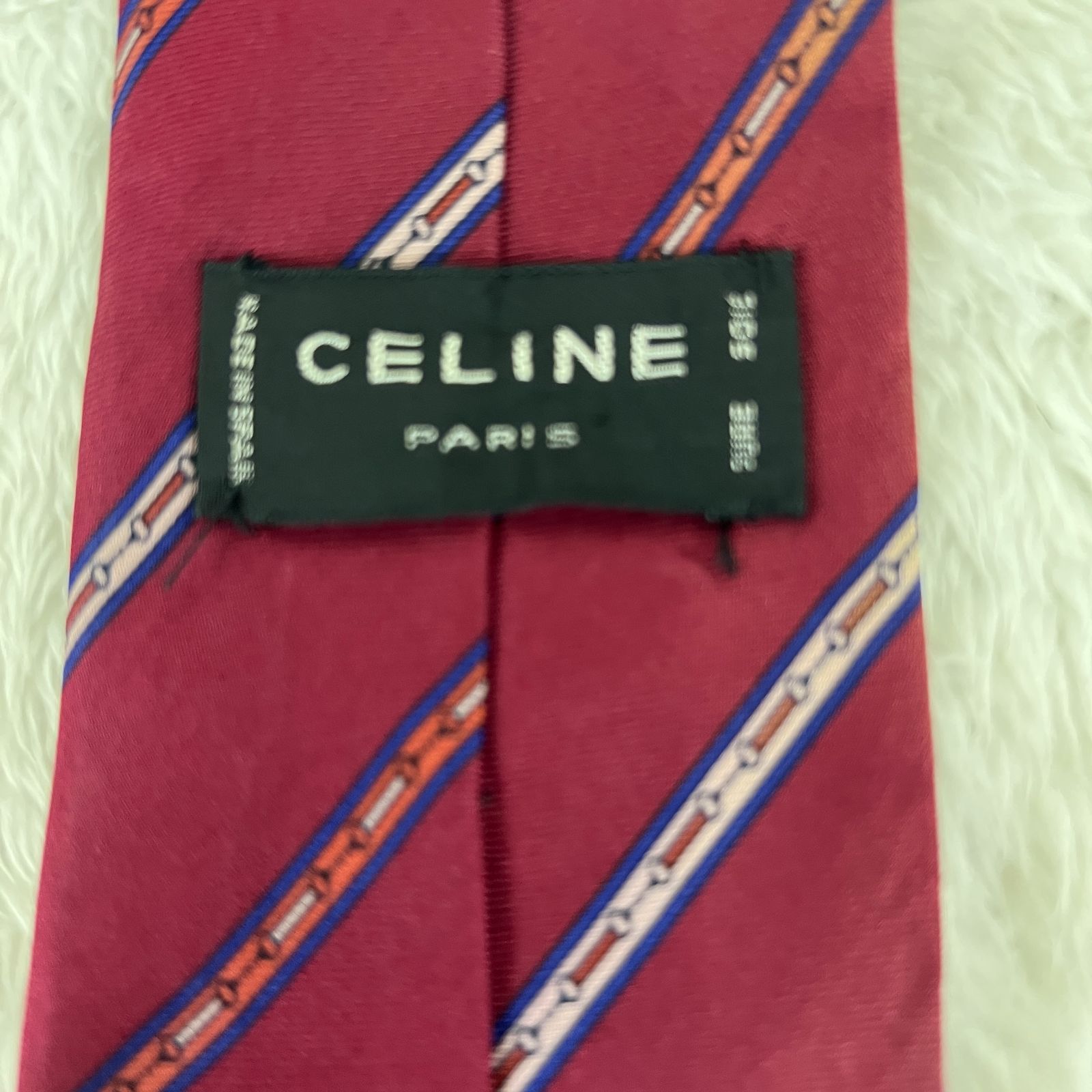 訳アリ》CELINE (セリーヌ) シルクネクタイ スペイン製 総柄 ホース