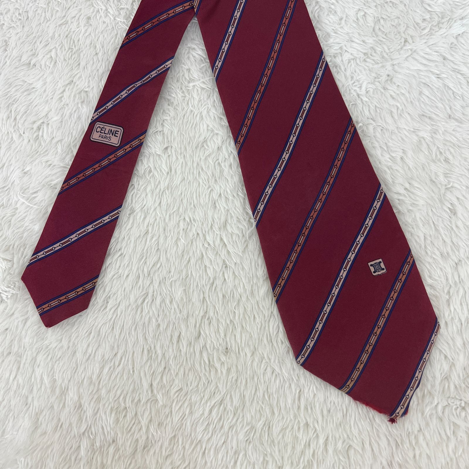 訳アリ》CELINE (セリーヌ) シルクネクタイ スペイン製 総柄 ホース 訳アリ》CELINE (セリーヌ) シルクネクタイ スペイン製 総柄 ホース