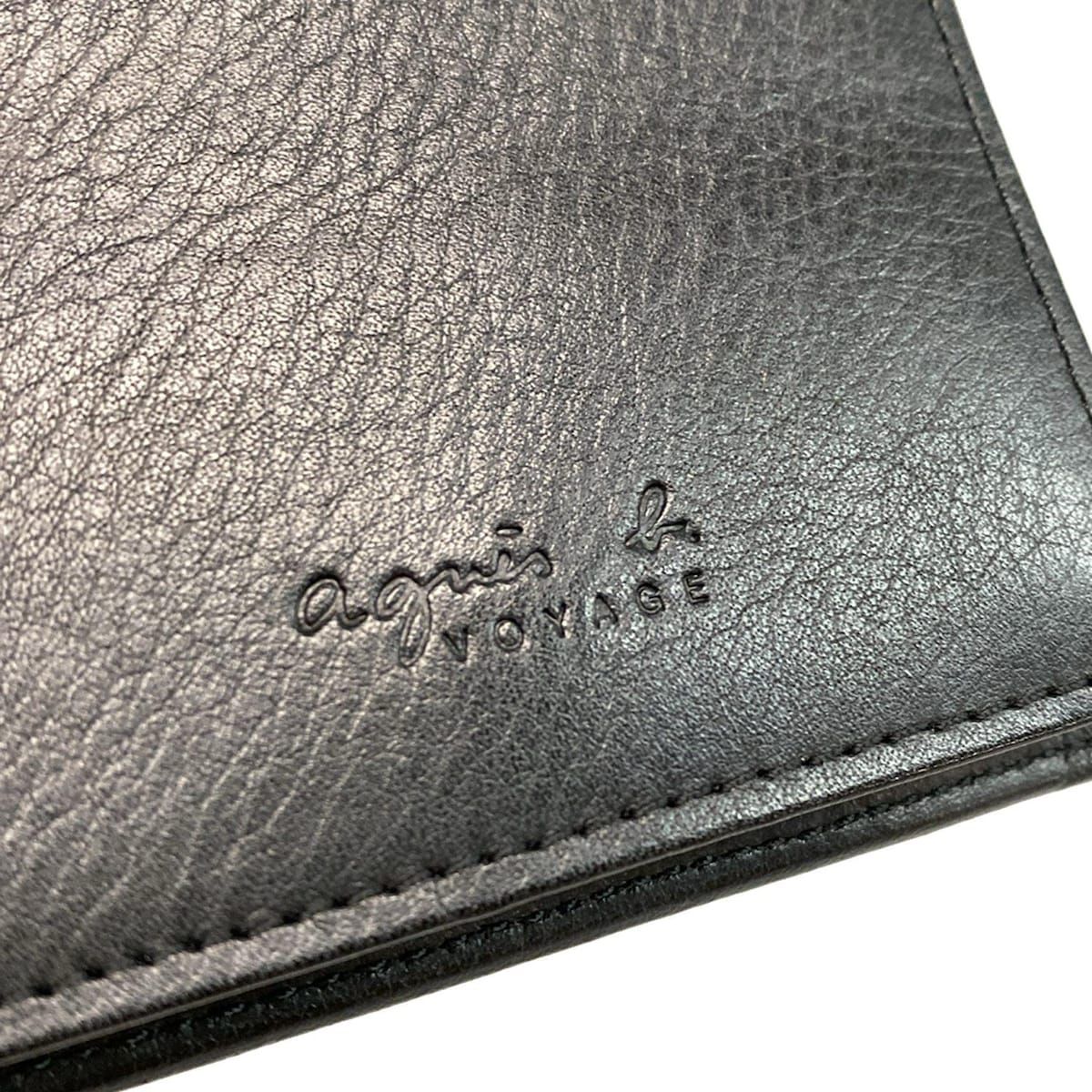 未使用　agnes b. アニエスベー レザー二つ折り財布 ブラック×グレー agnes b. アニエスベー 財布 二つ折り財布 メンズ MH18-01 ボヤージュ