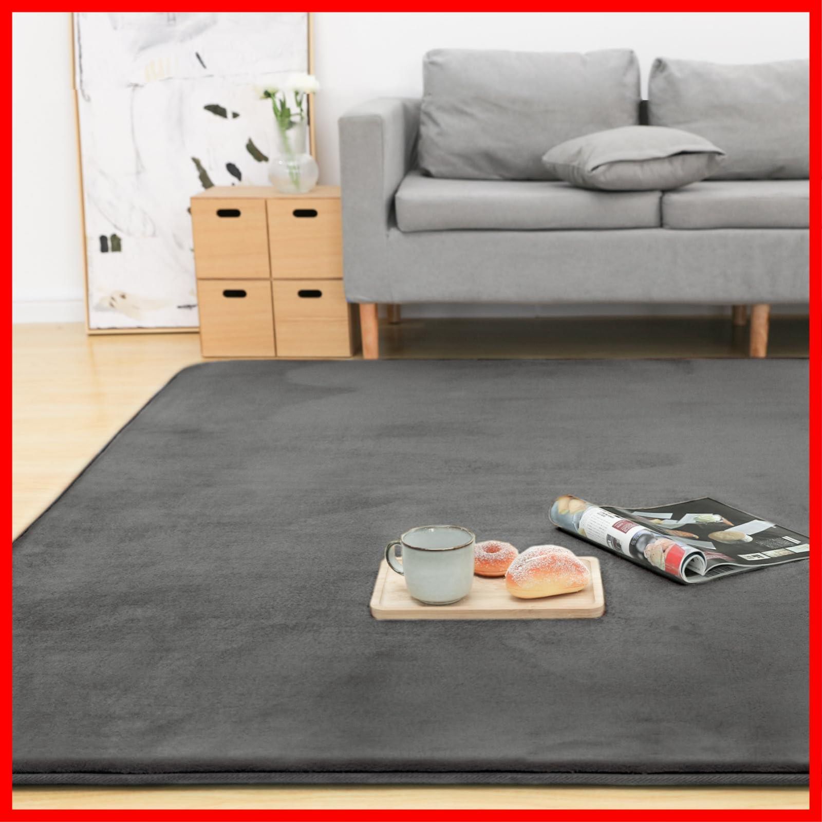 商品 リピングマット こたつ敷きマット ラグマット 低反発と同じ厚み ホットカーペット対応 ふわっと手触り もちもち 低ホルム 防臭 抗菌 防ダニ アッシュグレー 撥水加工 厚手 防音 クッションラグ 約3畳 200×250cm 厚25mm ラグ カー