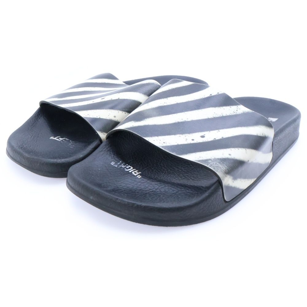 OFF-WHITE オフホワイト SPRAY STRIPES SLIDER サンダル OMIA088E19C220511001 ブラック