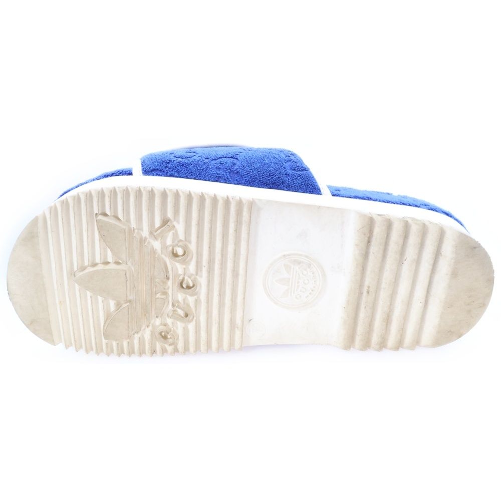  GUCCI グッチ adidas 厚底 プラットフォーム スライドサンダル ブルー サンダル 靴