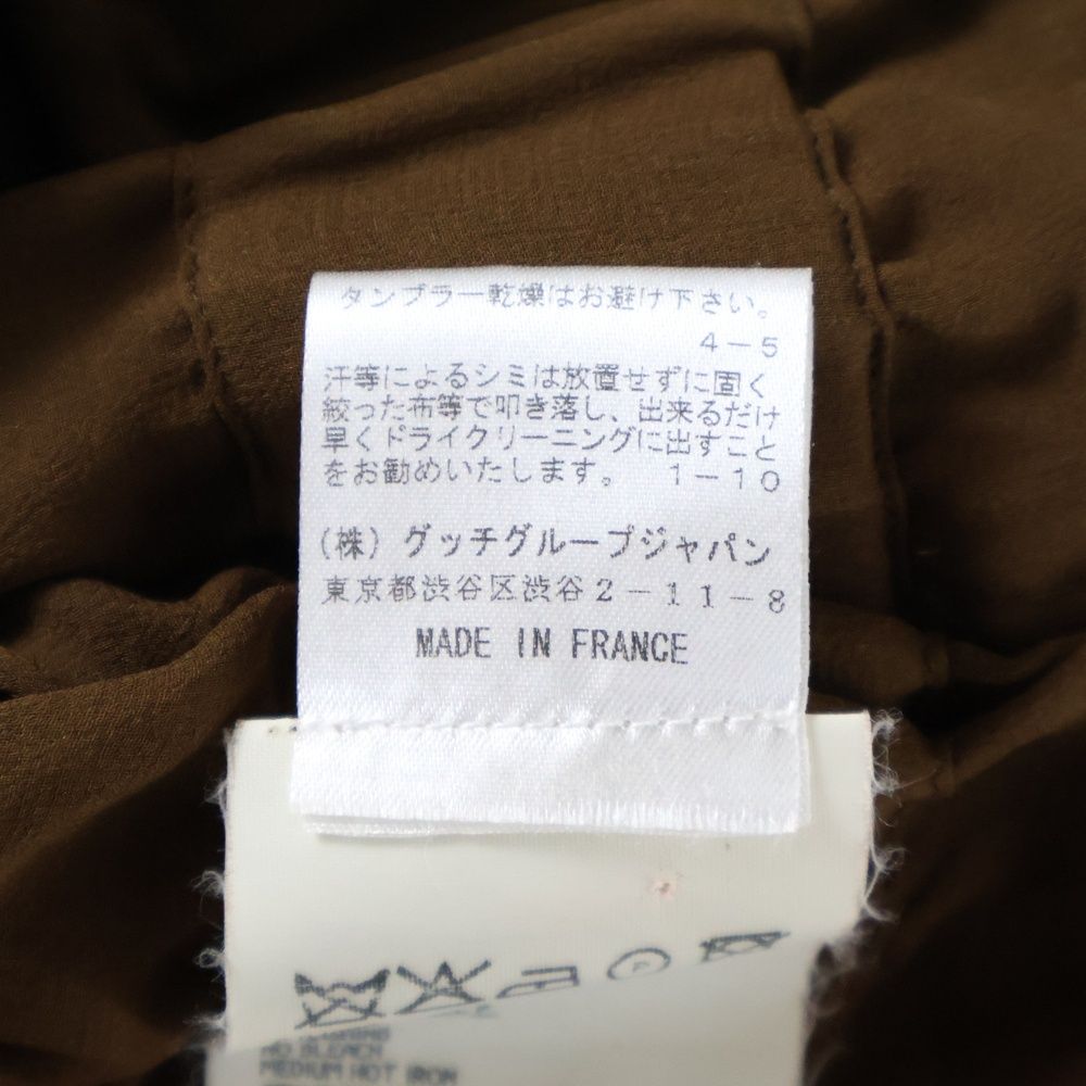 お楽しみに。 SAINT LAURENT PARIS サンローランパリ エポレット付スタンド ミリタリーシャツ ブラウス ブラウン キャンペーン実施中！