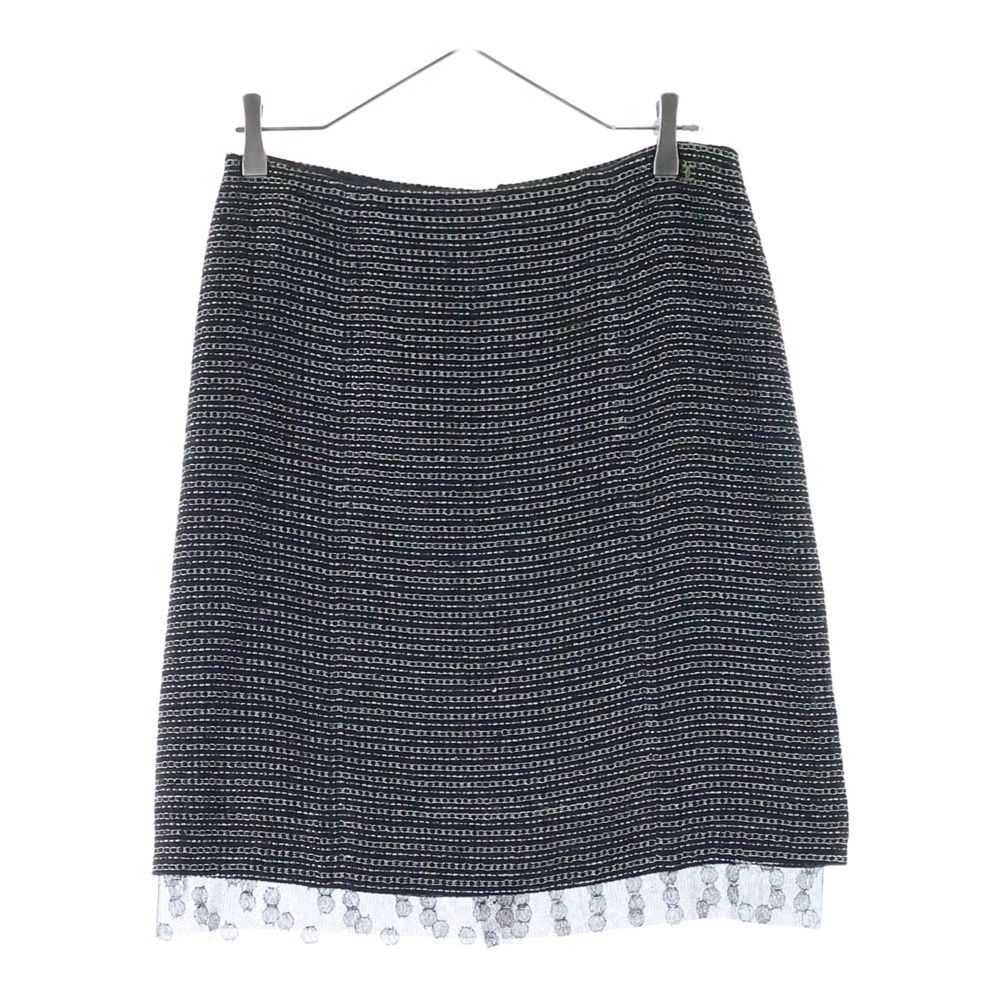 CHANEL シャネル ココマーク ツイードシアー装飾タイトスカート ブラック ホワイト 03A P22357V13148 M2142