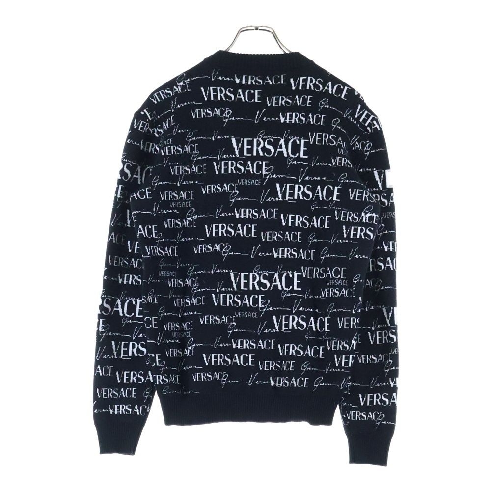 貴重 Gianni Versace VERSACE ヴェルサーチ 総柄 ニット VERSACE (ヴェルサーチ) レタリング総柄クルーネックニットセーター