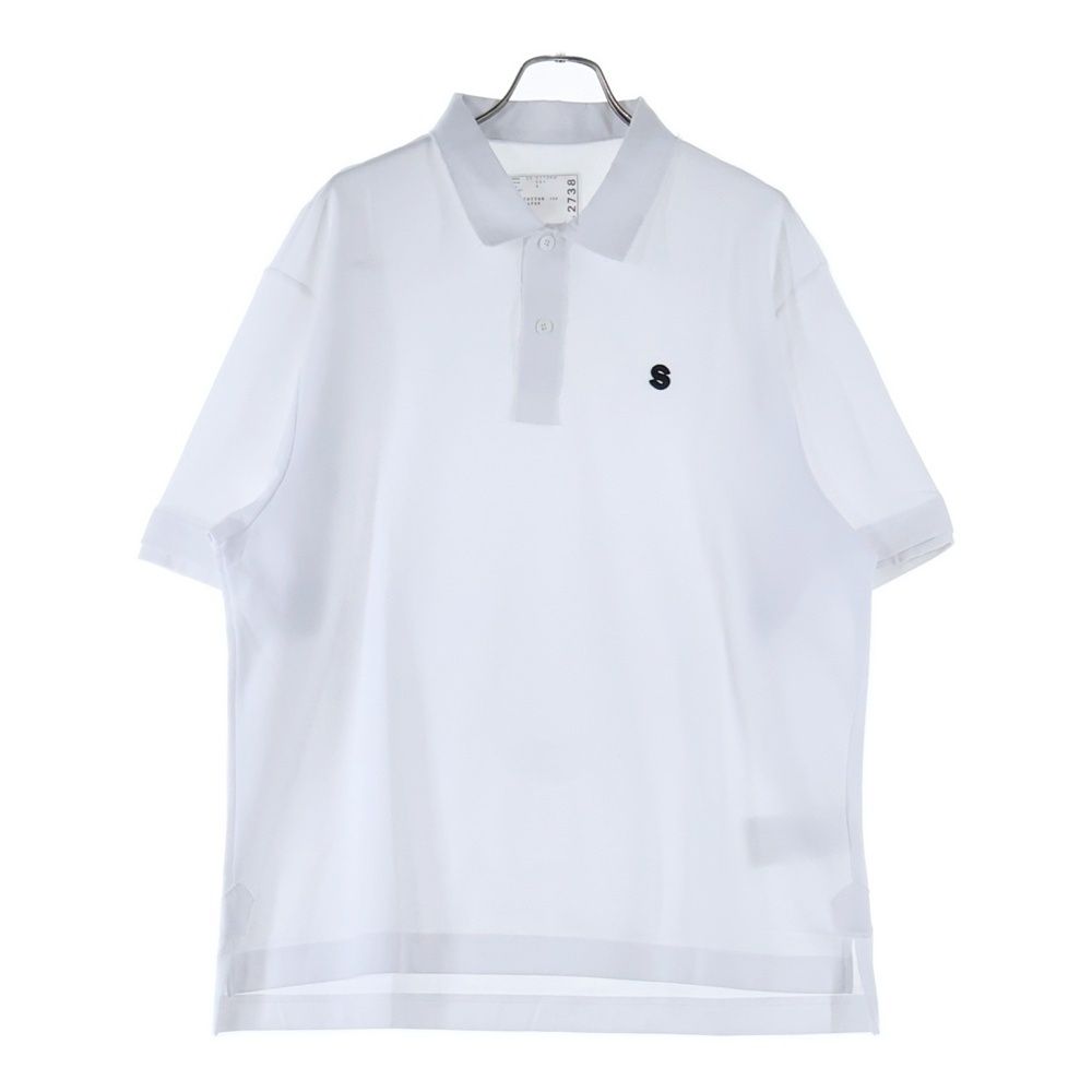 Sacai サカイ 22 SS S pique polo Shirt 02738 M ロゴ刺繍 カットアウト 半袖ポロシャツ ホワイト