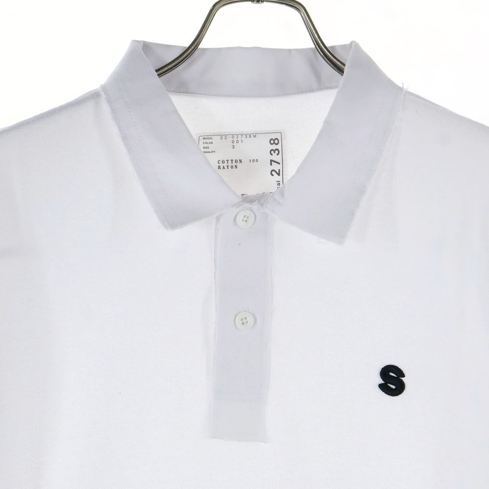 SACAI 22-02738Ｍ　ポロシャツ　4 Sacai (サカイ) 22SS S pique polo Shirt 22-02738M ロゴ刺繍 カット