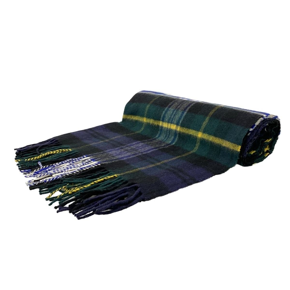 johnstons of elgin ジョンストンズ ストール ショール - ダークグリーン×ネイビー×マルチ チェック柄 カシミヤ