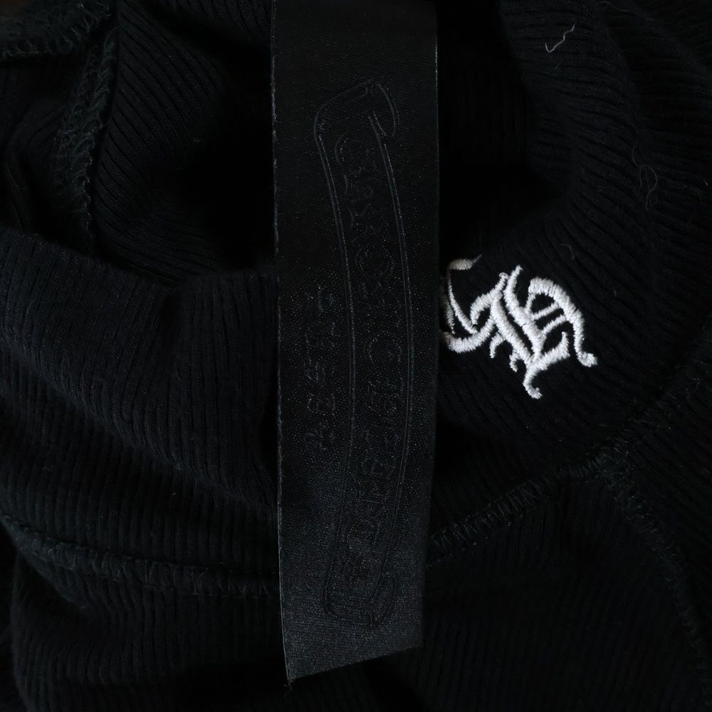  CHROME HEARTS クロムハーツ BAD SEEDS MOCK CHロゴ刺繍 半袖ニットTシャツ トップス レディース ブラック 半袖(Tシャツ) Tシャツ カットソー