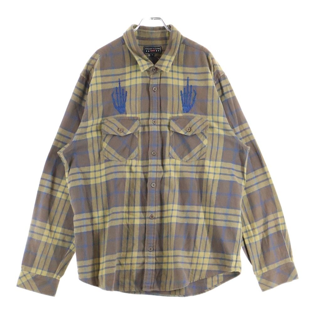 SUPREME シュプリーム 21SS ×HYSTERIC GLAMOUR Plaid Flannnel Shirt ヒステリックグラマー 刺繍長袖チェックシャツ ブラウン
