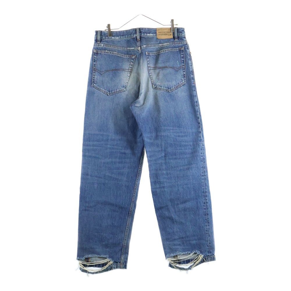 TBP48 ルーズフィット裾ダメージ加工デニムパンツ