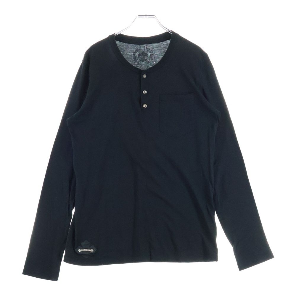 CHROME HEARTS クロムハーツ HENRY L S T-SHIRT CRS PATCH CHプラスボタン ヘンリーネック ロングスリーブ 長袖Tシャツ ブラック