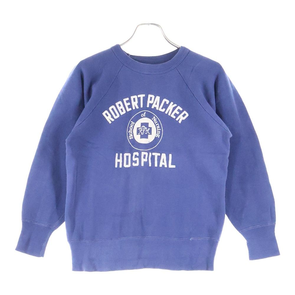 VINTAGE ヴィンテージ 60s ROBERT PACKER HOSPITAL プリント長袖スウェットトレーナー ネイビー
