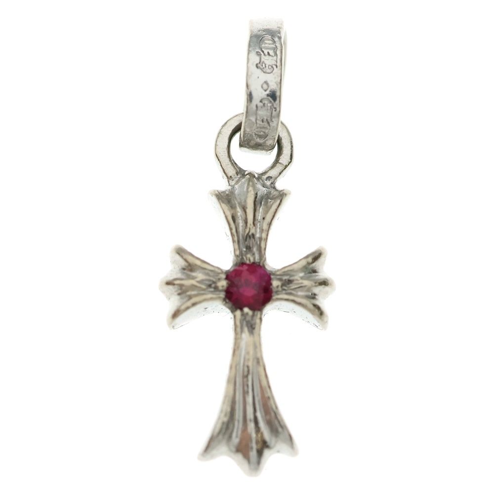 CHROME HEARTS クロムハーツ 18KWG CRS BBYFAT ベイビーファットクロス 両面1ルビー ペンダントトップ ホワイトゴールド