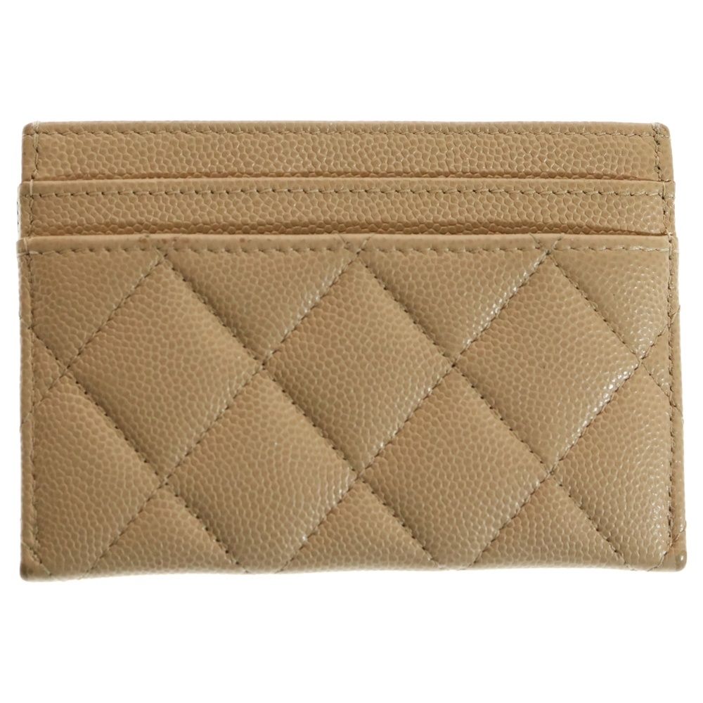 CHANEL シャネル CCフィリグリー キャビアスキン レザー カードケース ベージュ ブラック 30番台