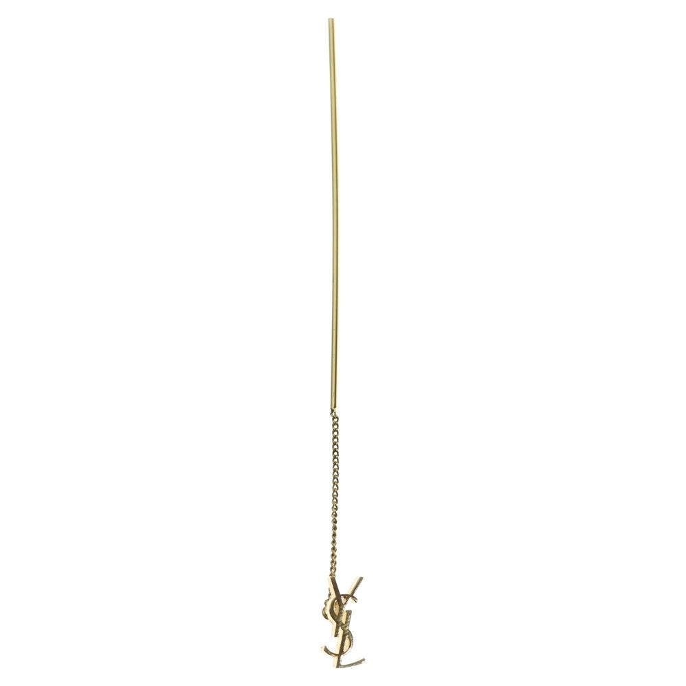 SAINT LAURENT PARIS サンローランパリ Chain Earring YSL カサンドラロゴ ロングスレッダー チェーンピアス ゴールド