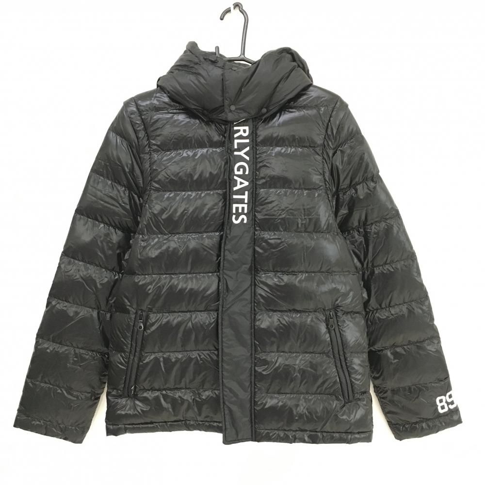 超 パーリーゲイツ 2WAYナイロンダウンジャケット 黒×白 袖 フード着脱可 軽量 メンズ 6 XL ゴルフウェア PEARLY GATES