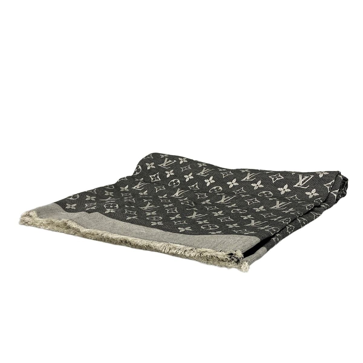 LOUIS VUITTON ルイヴィトン ストール ショール ショール モノグラム デニム M71378 ノワール ウール シルク