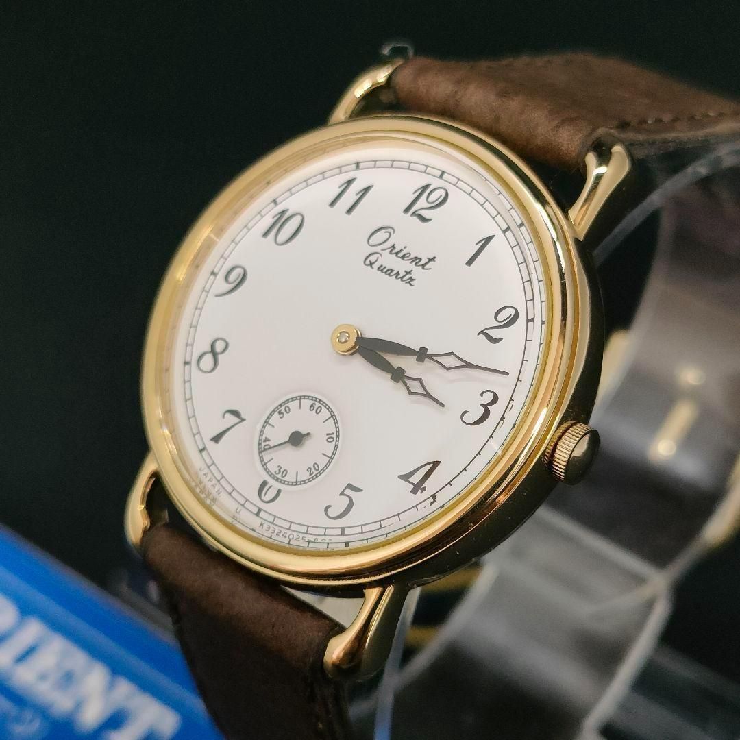 772-17 ORIENT オリエント ホワイト ゴールド ブラウン レザー 革 電池式 クォーツ quartz ラウンド 腕時計 レディース lady s 女性 腕時計 watch K33402-50 B2