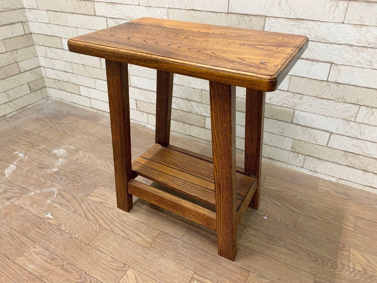 サイドテーブル 花台 フラワースタンド ケヤキ 欅材 昭和レトロ ハンドメイド 木製 飾り台 スルーツ アンティーク 畑1167