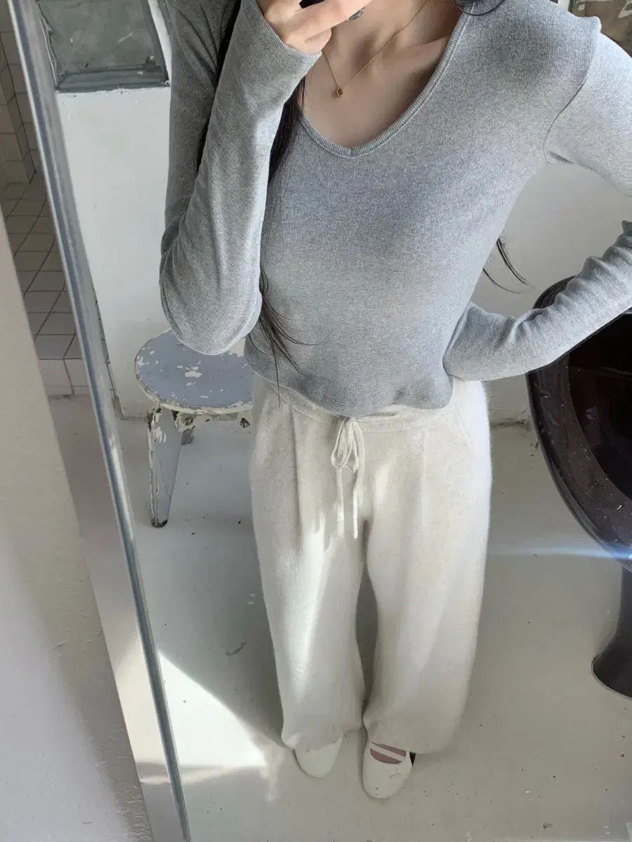 タグ0 レーマーケット ローロ ニットパンツ クリームベージュ