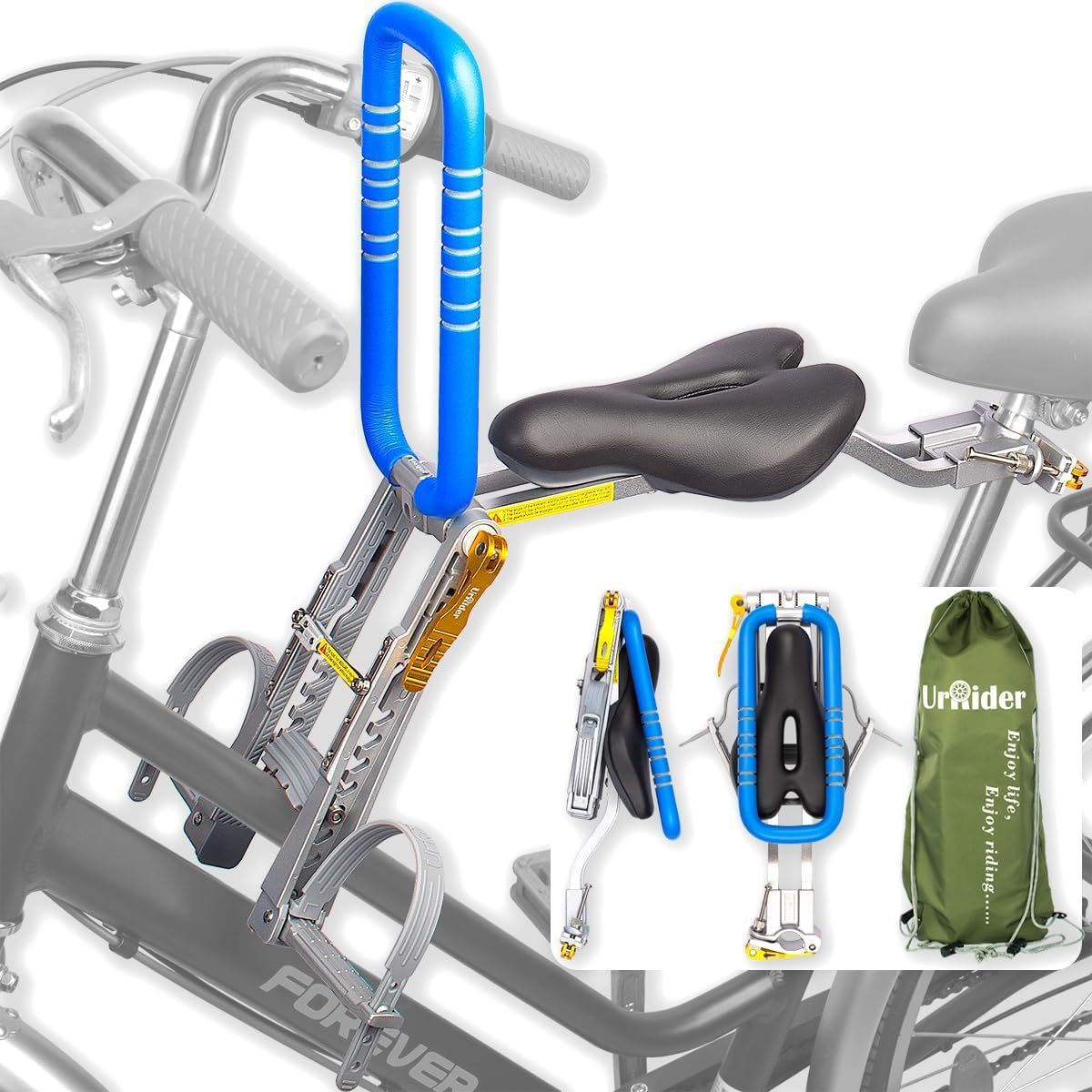 チャイルドシート/自転車の子供用のシート適用シティー・ファミリーサイクル/電動自転車/マウンテンバイク/折りたたみ【超軽量、ポータブル、折畳、工具不要】適用2~6歳、体重30kg以下