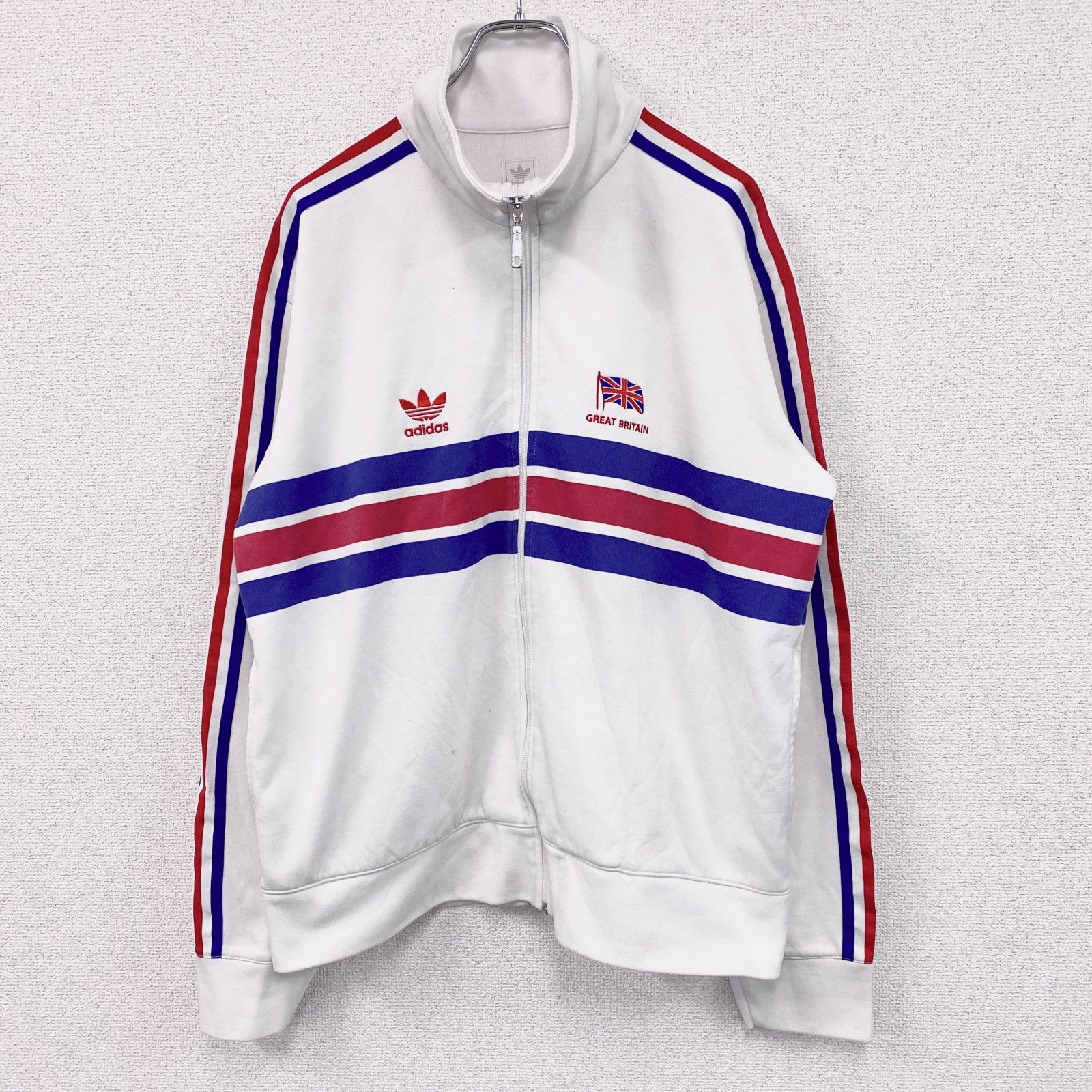 古着 adidas アディダス トラックジャケット ジャージ 白 ホワイト Lサイズ