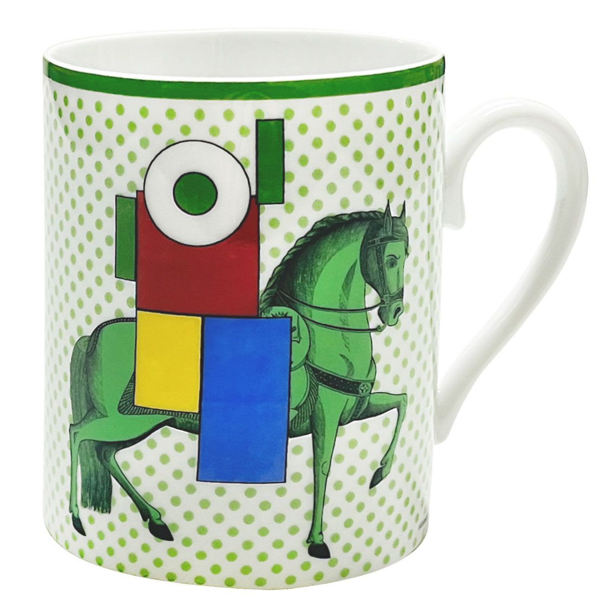 エルメス 食器 マグ HERMES 059331P No.3 マグカップ 300ml CAVALIER EN FORMES カヴァリエ アン フォルム マグ 単品 グリーン系マルチ