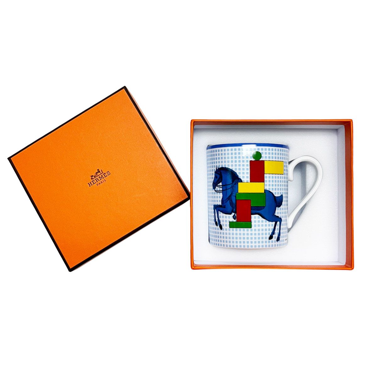  エルメス 食器 マグ HERMES 059131 P No 1 マグカップ 300 ml CAVALIER EN FORMES カヴァリエ アン フォルム ブルー系マルチ マグカップ 食器 キャラクターグッズ