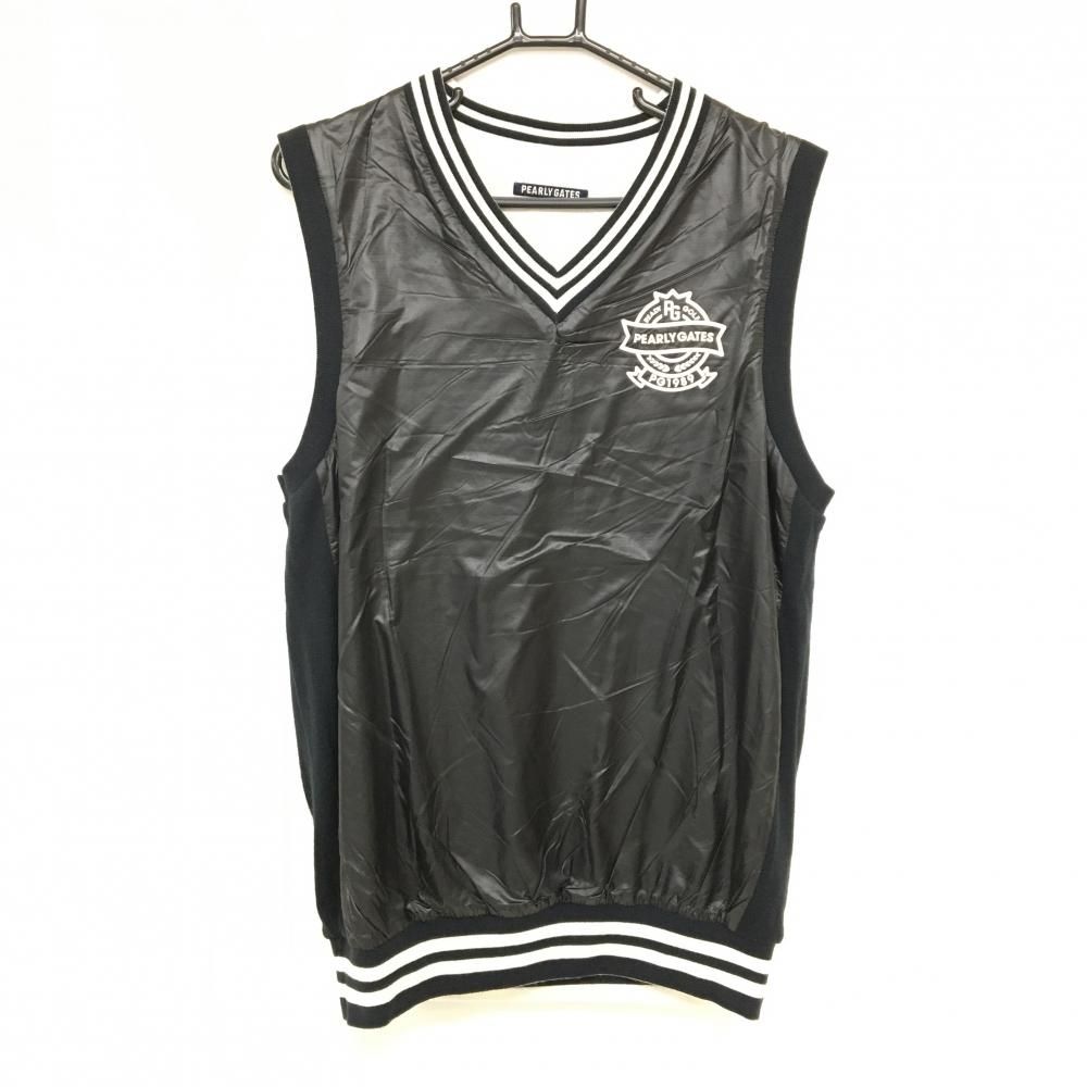 美品】パーリーゲイツ リバーシブルニットベスト 割引 白×黒 Vネック