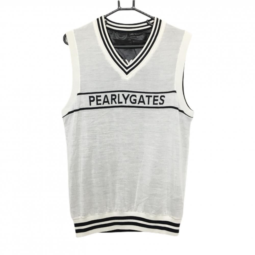 パーリーゲイツ リバーシブルニットベスト 白 黒 Vネック 裏ナイロン メンズ 6 XL ゴルフウェア PEARLY GATES