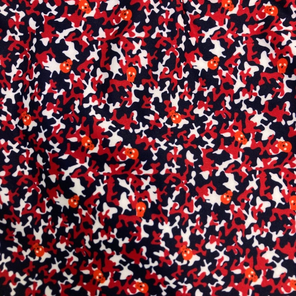  サイズ L MARK-LONA マークアンドロナ 裏地付 スカート 総柄 レッド系 ゴルフウェア レディース ストスト スカート レディースウェア