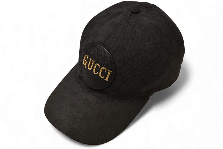 グッチ ベースボールキャップ 帽子 GUCCI ゴールド 箔押し エンボス GGブラック 576253 4HG53 1060 Mサイズ 58cm